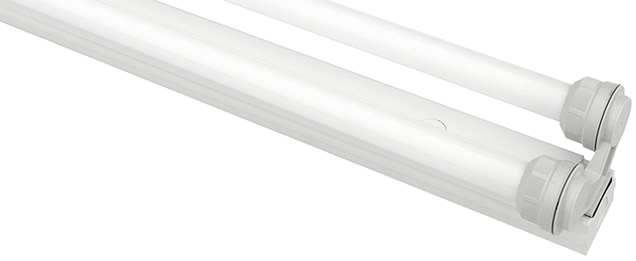 Модульные линейные светильники для торговых залов Aquila T5 W/O REFLECTOR IP44 в сварном металлическом корпусе белого цвета с открытыми ламами