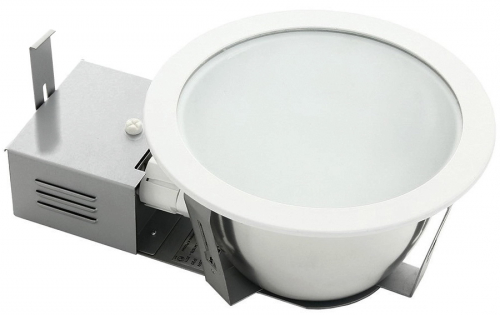 Круглые встраиваемые светодиодные downlight-светильники ORION LED SOP IP44 в белом корпусе с опаловым рассеивателем.